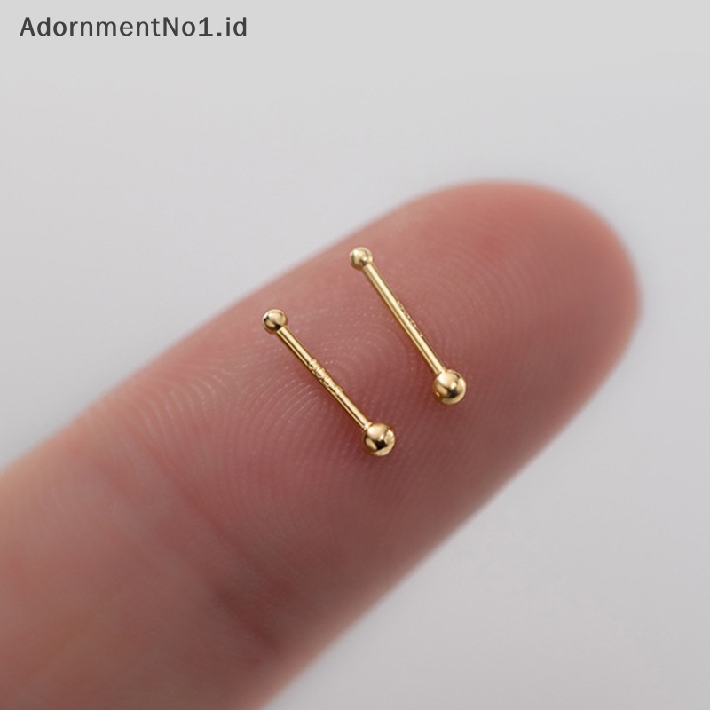 [AdornmentNo1] 2 Pcs anting Stud manik kecil minimalis untuk wanita gadis telinga tulang sekrup anting perhiasan Hypoallergenic