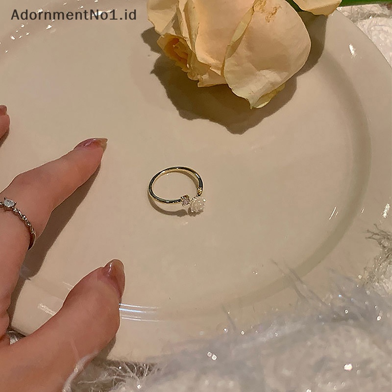 [AdornmentNo1] Korea hitam Rose bunga berbentuk cincin pembukaan untuk wanita gadis Fashion cahaya zirkon cincin jari telunjuk yang dapat disesuaikan perhiasan pesta