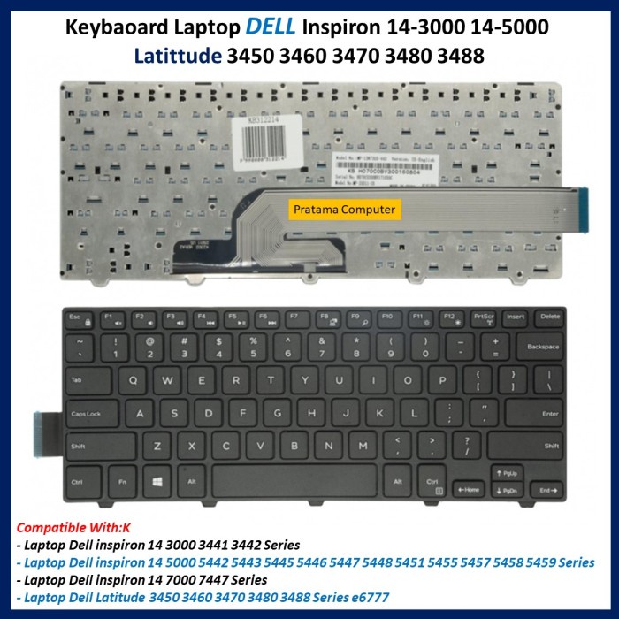 Keyboard Laptop Dell Latitude 3450 3460 3470 3480 3488 Series