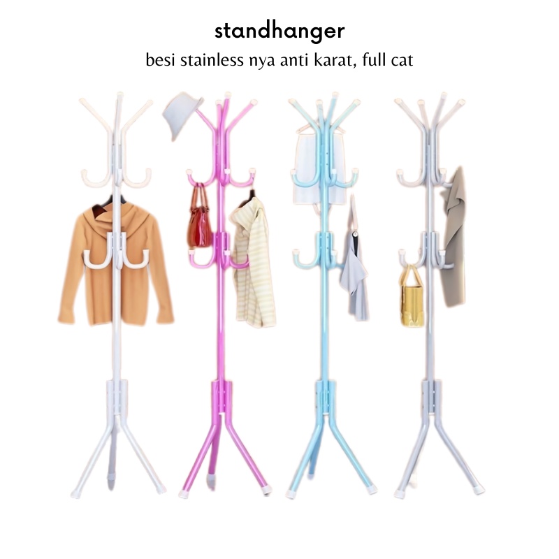 GOS-E208- Standhanger Gantungan Baju 9 hook Multifungsi Jaket Tas dll