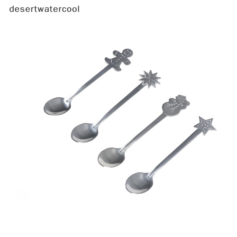 Deid 4 Pcs Natal Stainless Steel Sendok Kopi Teh Sendok Makanan Penutup Makanan Ringan Sendok Teh Martijn