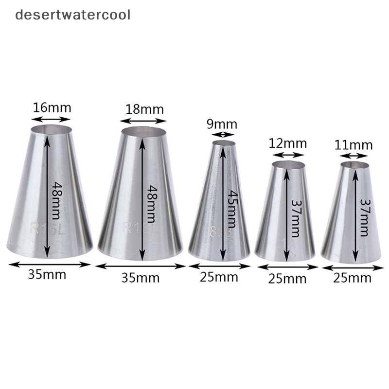 Deid 5pcs Tips Dekorasi Krim Kue Bulat Besar Piping Icing Nozzle Pastry Tools Martijn