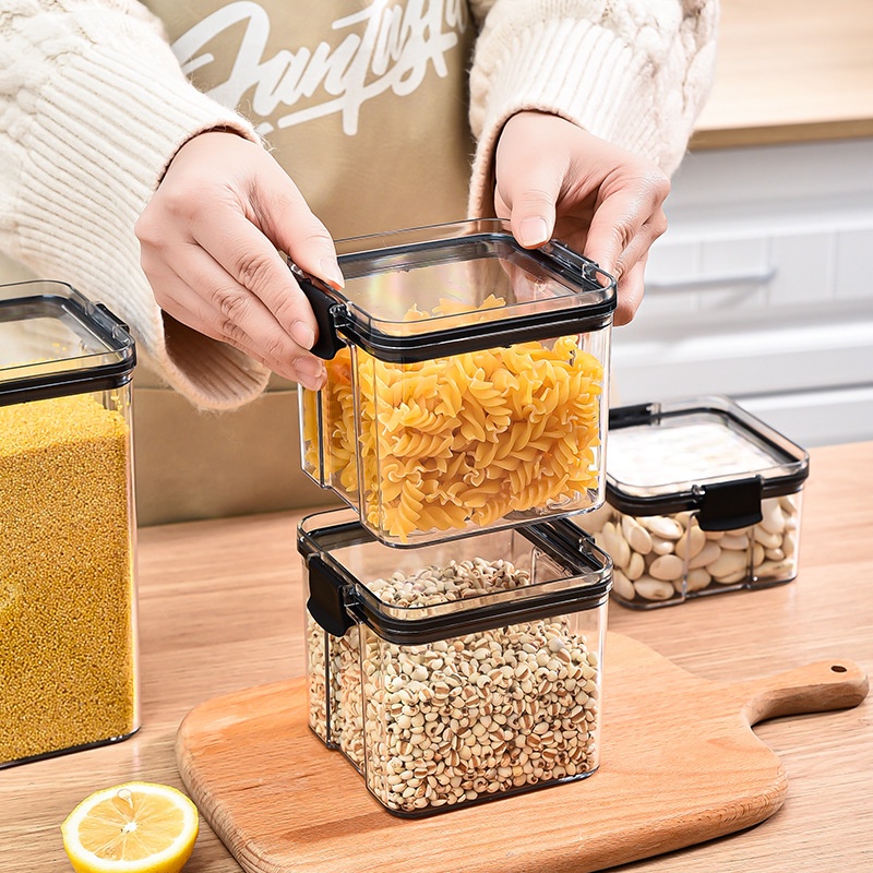 IG - Toples Kotak Snack Kedap Udara | Penyimpanan Bening Cereal | Kontainer Makanan | Food Storage | Jar Container