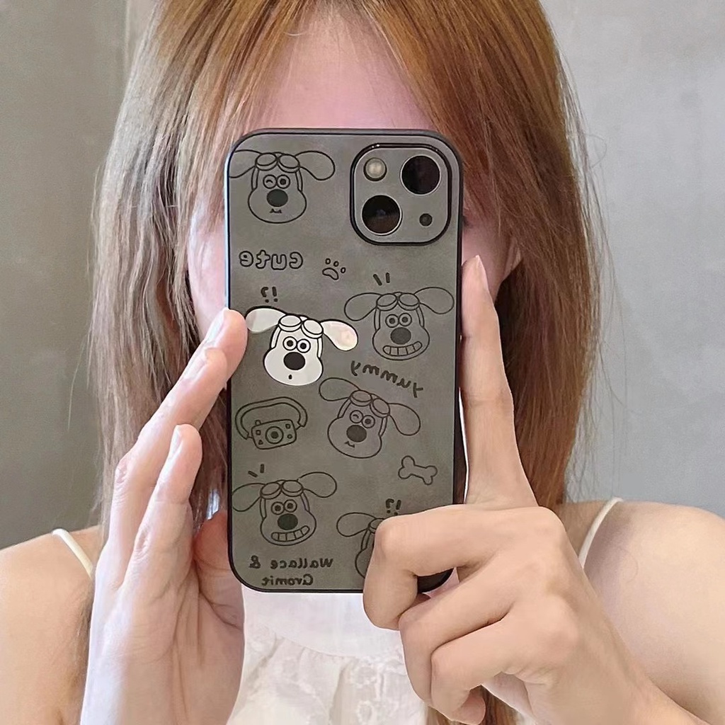 【Gradient Laser】So Cute Pochacco Soft Bumper Hard Case IPhone 11 12 13 14 Pro Max Camera Protect for Girl Women Man Men's Fashion Gift Black Gray Cartoon Phone Case