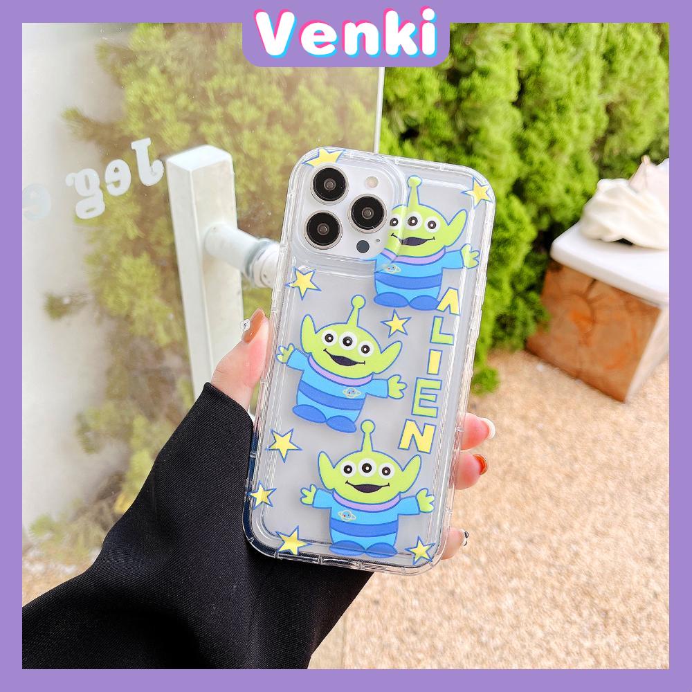 VENKI - Untuk iPhone 11 Case Bening Phone Case TPU Soft Airbag Shockproof Protection Camera Lucu Kartun Hijau Boneka Kompatibel dengan iPhone 14 13 Pro Max iPhone 12 Pro Max XR XS 7 8