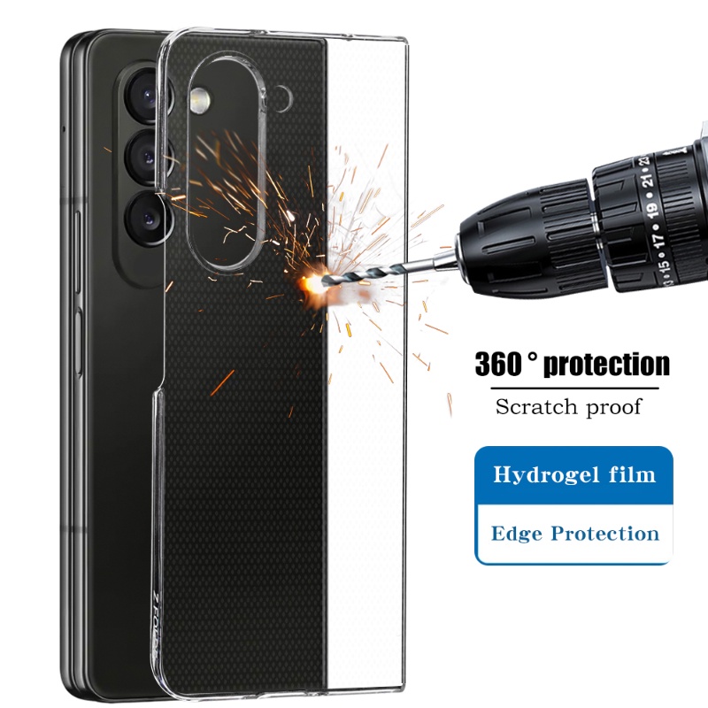Casing Ponsel PC Transparan Kompatibel Untuk Samsung Galaxy Z Lipat5/Cover Pelindung Ponsel Lipat Untuk Z Lipat5/4/3 /2/Anti Jatuh Anti Noda Minyak Foldable PC Phone Protection Shell
