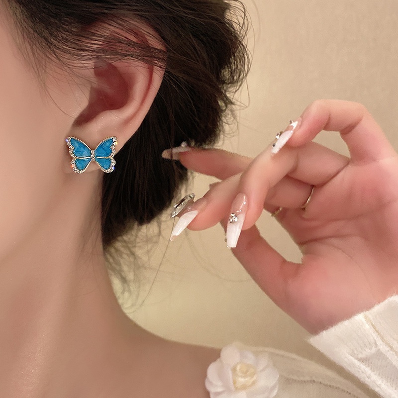 Desain Unik Anting Kupu-Kupu Biru Gadis Musim Panas Anting Indah Bermutu Tinggi2023Anting Sederhana Baru