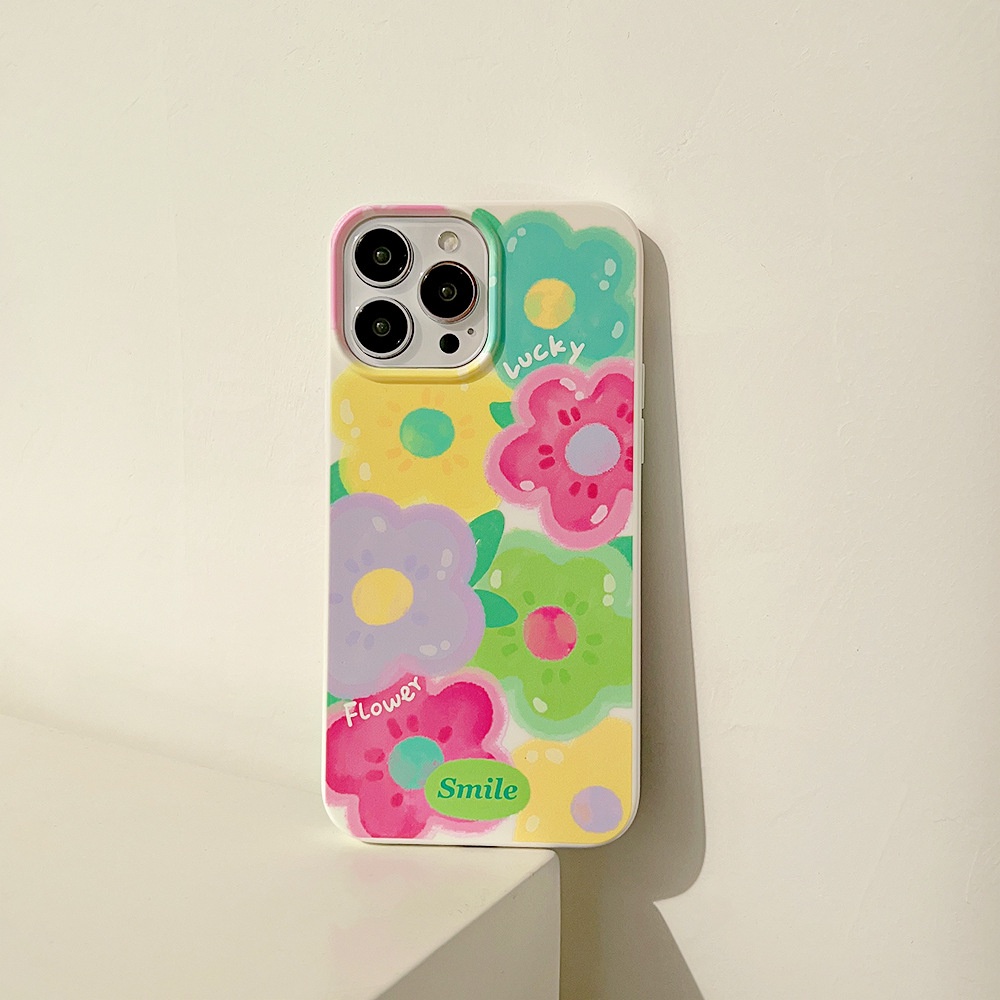 IPHONE Gadis Musim Panas Lukisan Minyak Dopamin Bunga Warna-Warni Ponsel Case Cover Untuk Iphone7 8 PLUS X XR XS 11 12 13 14 PRO MAX Se2020