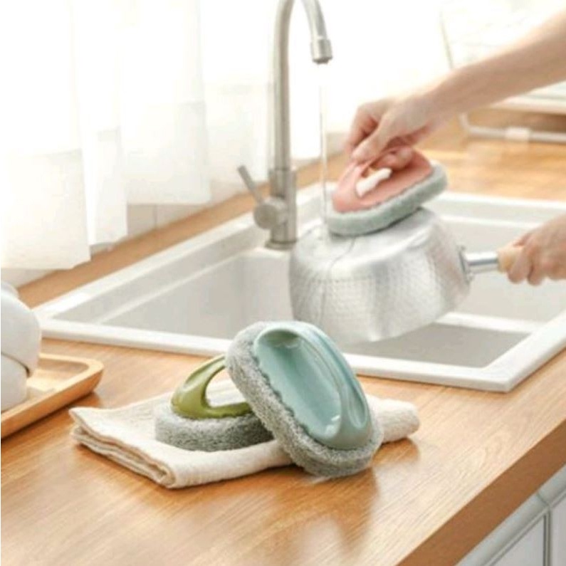 SIKAT SPON GAGANG MULTIFUNGSI SPONGE BRUSH ALAT CUCI PEMBERSIH DAPUR DAN DINDING KAMAR MANDI