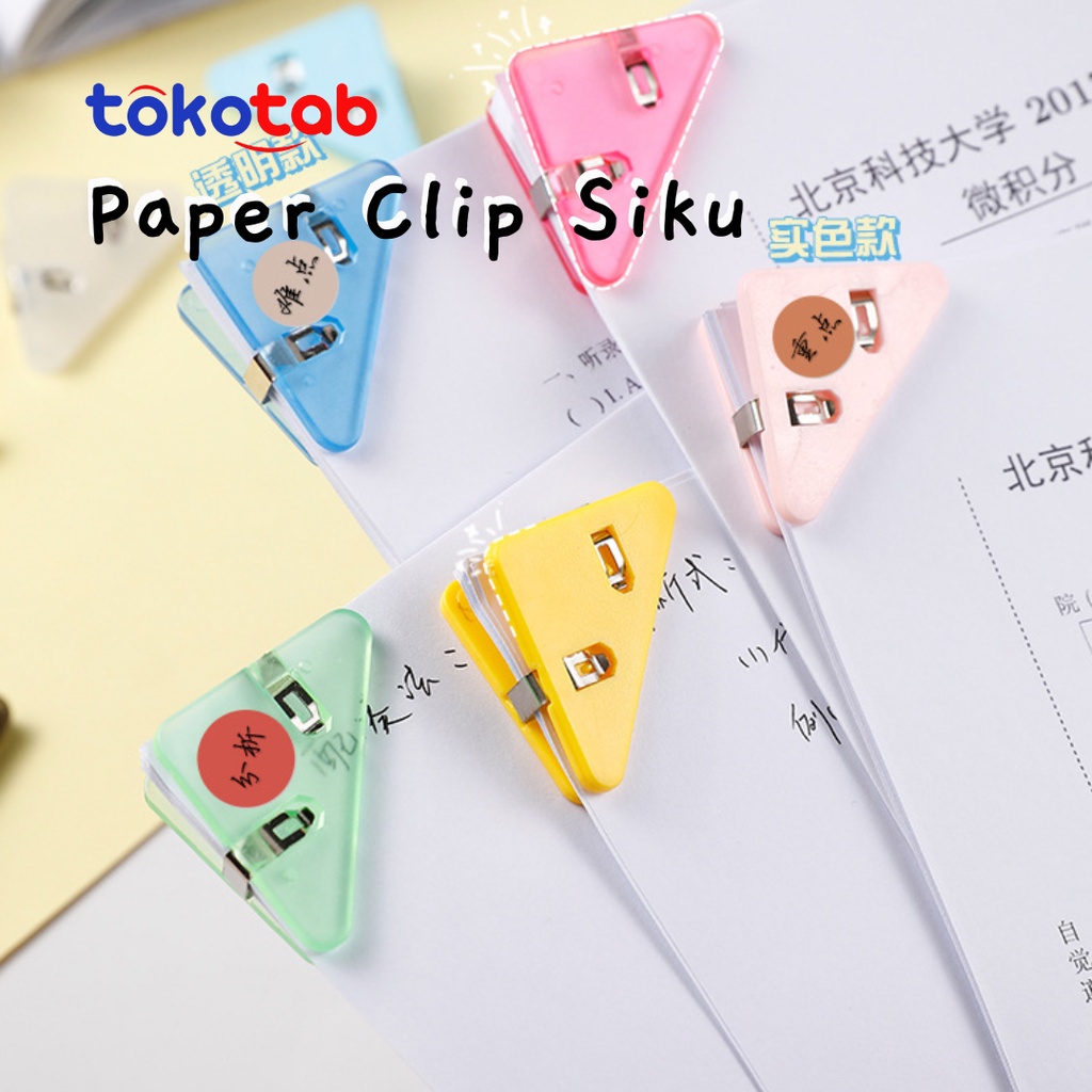 

Tokotab - Paper Clip Klip Kertas Buku Transparan Transparent Triangle Clip Stationery Office Dovetail Clip Acrylic PP Clip Book Clip Anti-roll file