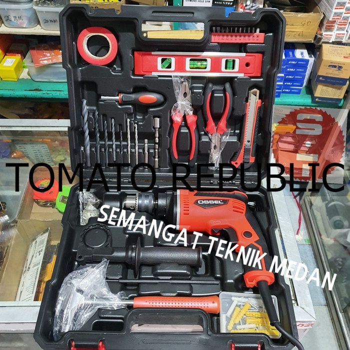 Murah BT817 PAKET MESIN BOR LISTRIK RUMAH IMPACT DRILL SET 13MM OSSEL BT 817 VGD782