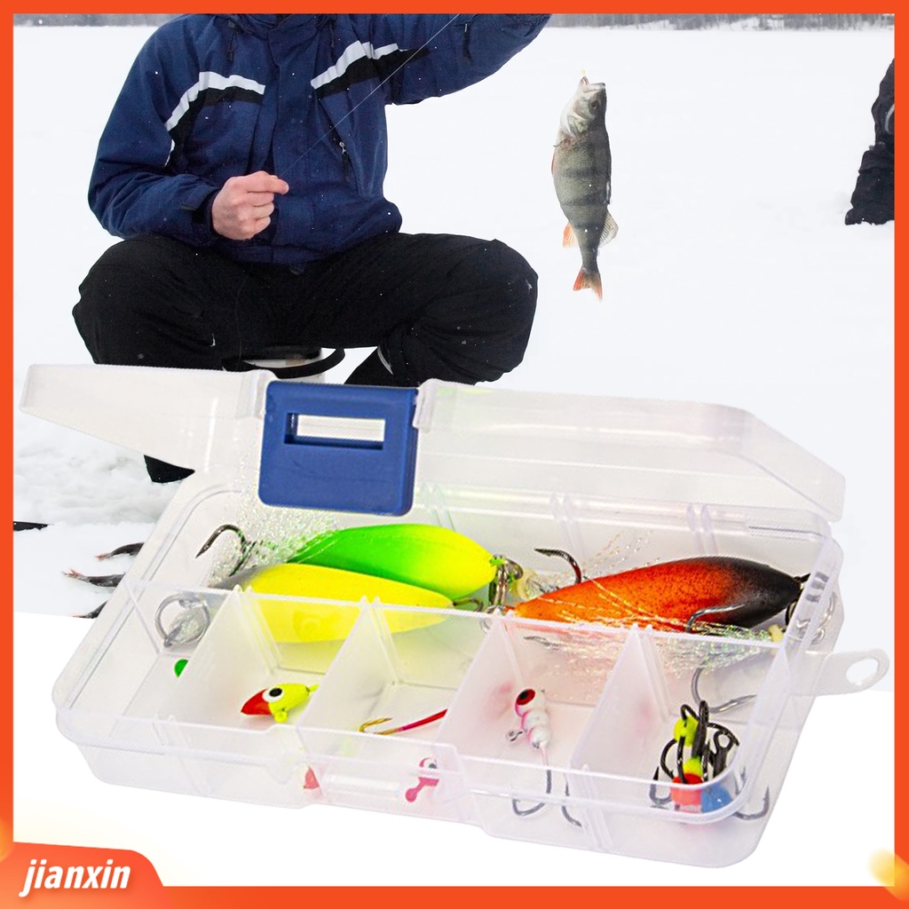 (In Stock) 1kotak Jig Pancing Es Kekuatan Baik Portabel Tahan Lama Penembus Kuat Tajam Angling Baja Karbon Tinggi Memancing Es Warna-Warni Memimpin Kepala Kait Kombinasi Untuk Danau