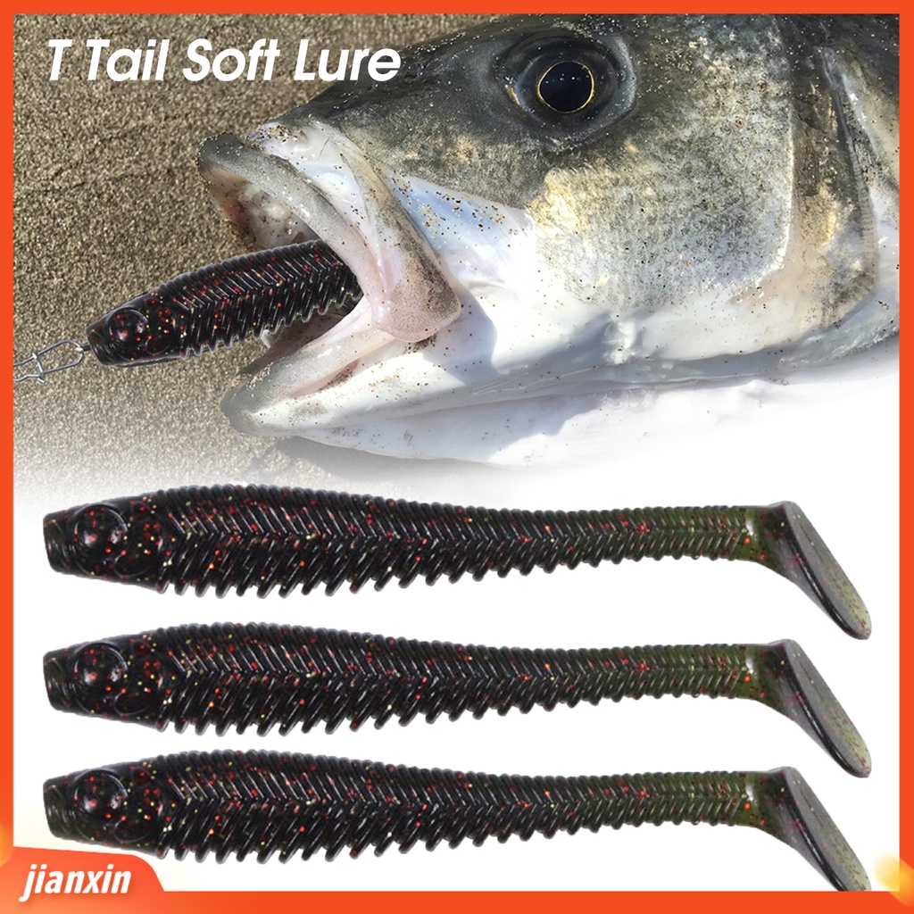 (In Stock) 5Pcs 10cm /5.7g T Tail Soft Lure Kekuatan Dampak Tinggi Tidak Mudah Pecah Umur Panjang Laut Dalam Buatan Perlengkapan Memancing Swimbait