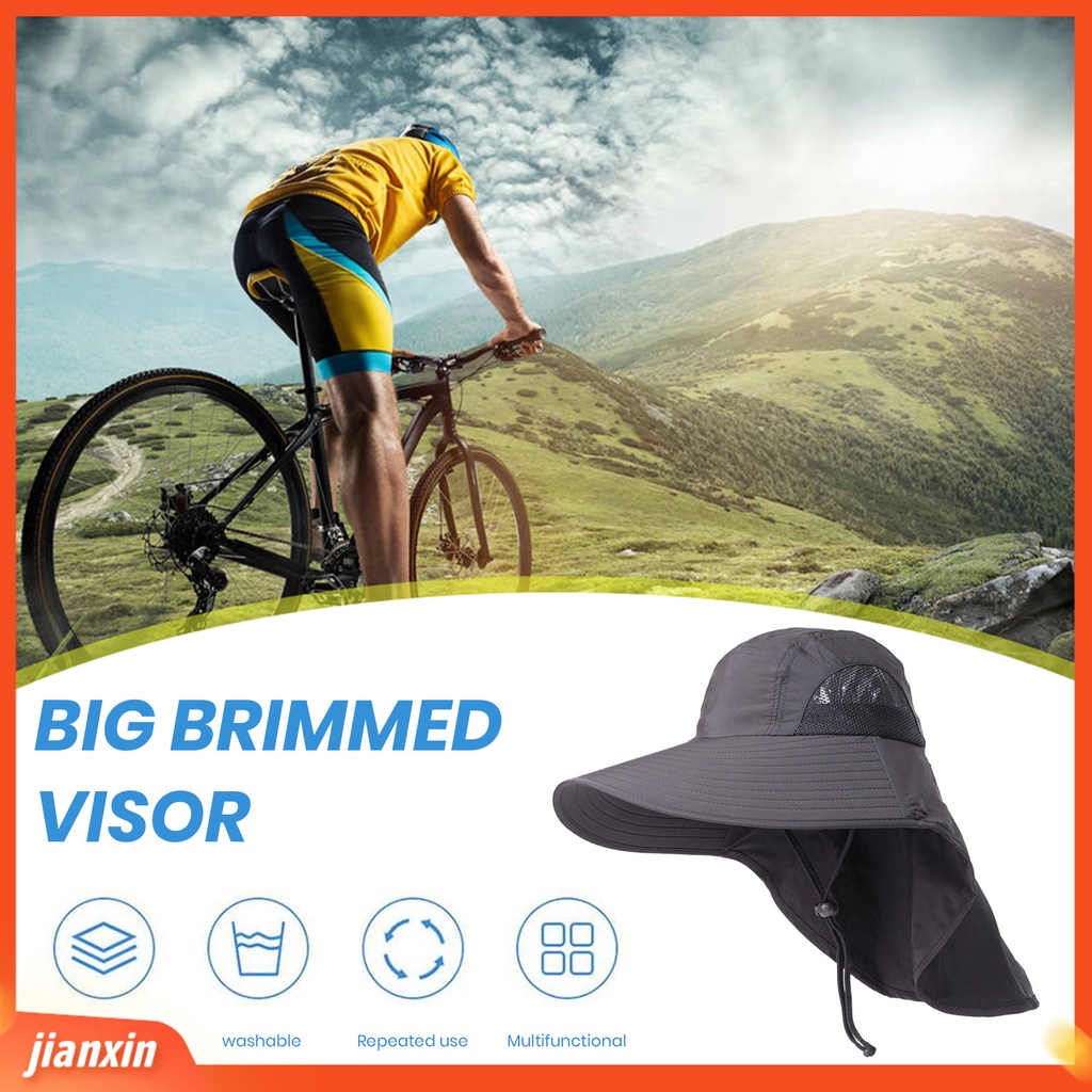 (In Stock) Unisex Outdoor Topi Matahari Dengan Flap Leher Pelindung UV Topi Memancing Lipat Tahan Air Topi Hiking Pinggiran Lebar Wanita Pria Topi Berkebun Aksesoris Luar Ruangan