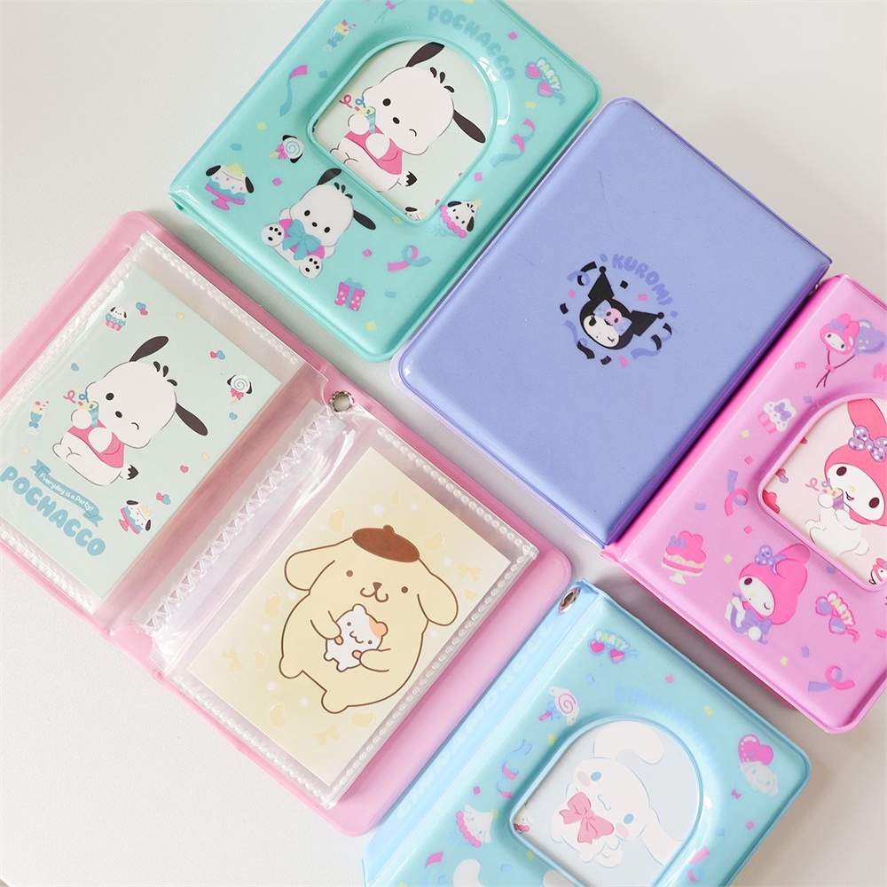 ღ Album Foto Sanrio Buku Kartu Kecil Kartun Lucu Kuromi Cinnamoroll Polo Star Chasing Buku Penyimpanan Buku Perlindungan Kartu Kecil Tiga Inci