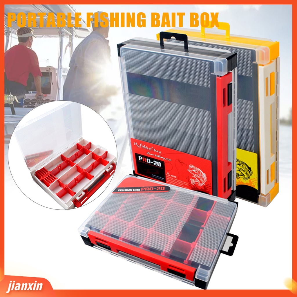 (In Stock) Double Layer Kotak Penyimpanan Plastik Multifungsi Wadah Umpan Pancing Portabel