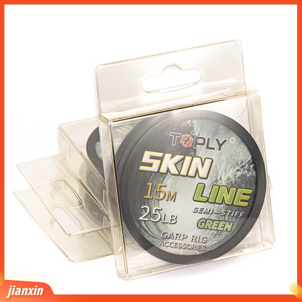 (In Stock) 15m 15 25 35LB Tipis Memancing Ikan Gurame Dilapisi Kait Link Semi-Stiff Dikepang Garis Kulit