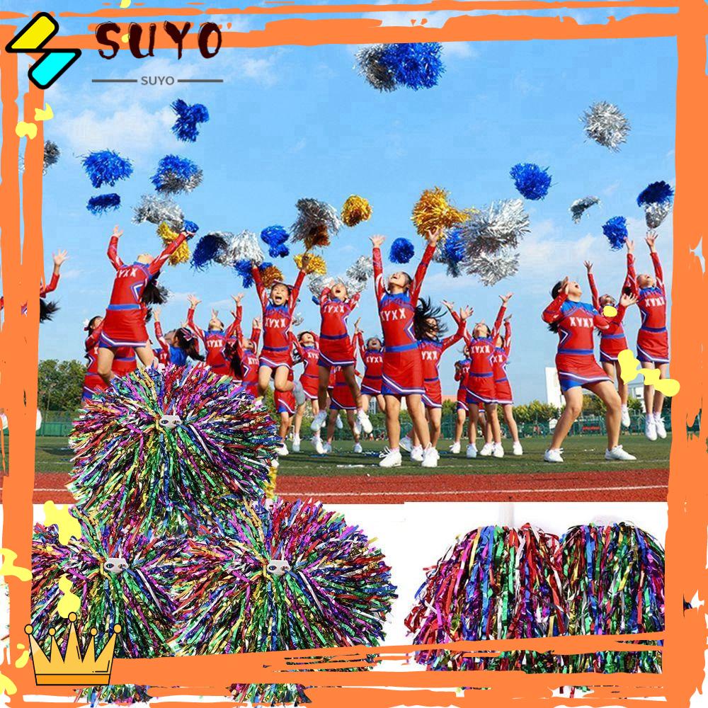 SUYO 1pasang Cheerleader Pompom Dress Kostum Lomba Mewah Penghias Pesta Tari Bunga