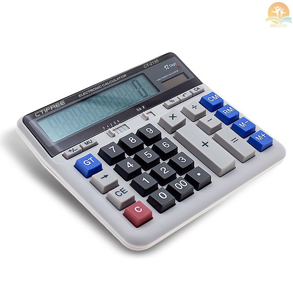 In Stock Large  Electronic Calculator Counter Solar &amp; Battery Power 12 Digit Display Multi-functional Big Button  for Business Office School Calculating