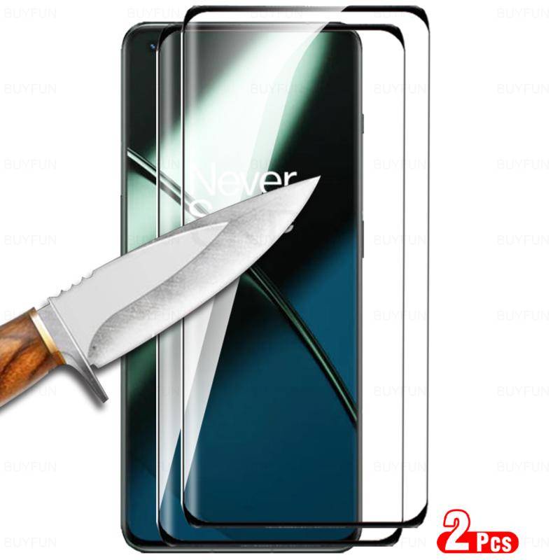 Kaca Full Lengkung Untuk OnePlus 11R 11 Ace 2 2Pcs Tempered Glass Film Pelindung Untuk OnePlus 10 9 8 7T 7 Pro