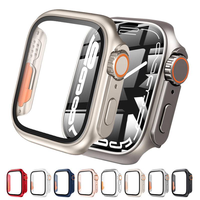 Pc Firm Cover For Apple Watch Case 44mm 41mm 45mm 40mm Kaca Penampilan Upgrade Berubah Menjadi Ultra Untuk Iwatch Series8 7 6 5 4 se 2kotak Jam Tangan