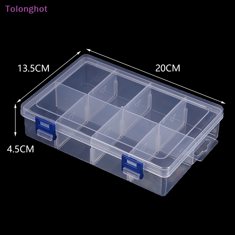 Tolonghot&gt; al Tool Case 20*13.5*4.5cm Besar 8kisi Kotak Penyimpanan Plastik Sekrup Komponen Elektronik Transparan Organizer well