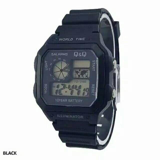 Jam Tangan Pria/Wanita Digital LED Sporty Q&Q Ori Model Kotak Strap Rubber Jam Tangan Cowo Cewe QQ T
