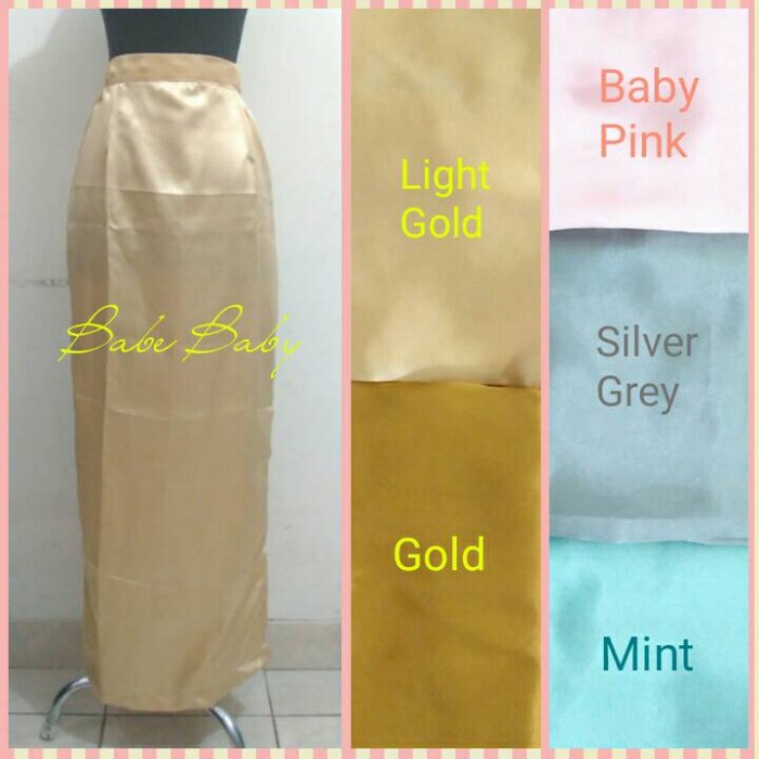 New Style Promo Rok Panjang Satin Velvet - Cream Gold, L