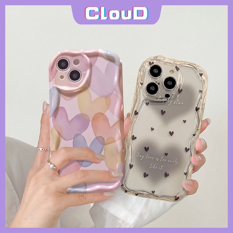 Casing Ponsel Tahan Guncangan Tepi Melengkung Bergelombang 3D Untuk Infinix Hot10 20 30 9 8 12 11 Play Hot8 9 30i 10Lite Note12 G96 Smart7 5 6 6Plus Blue Love Heart Colorful Sweet Love Heart Case