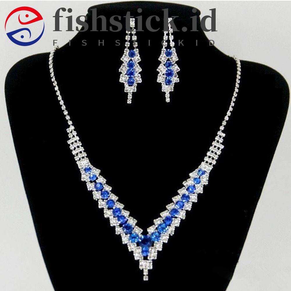 Fishstick Bridal Set Perhiasan Pernikahan Temperamen Romantis Elegan Rumbai Berlian Imitasi Beads Alloy Menjuntai Anting