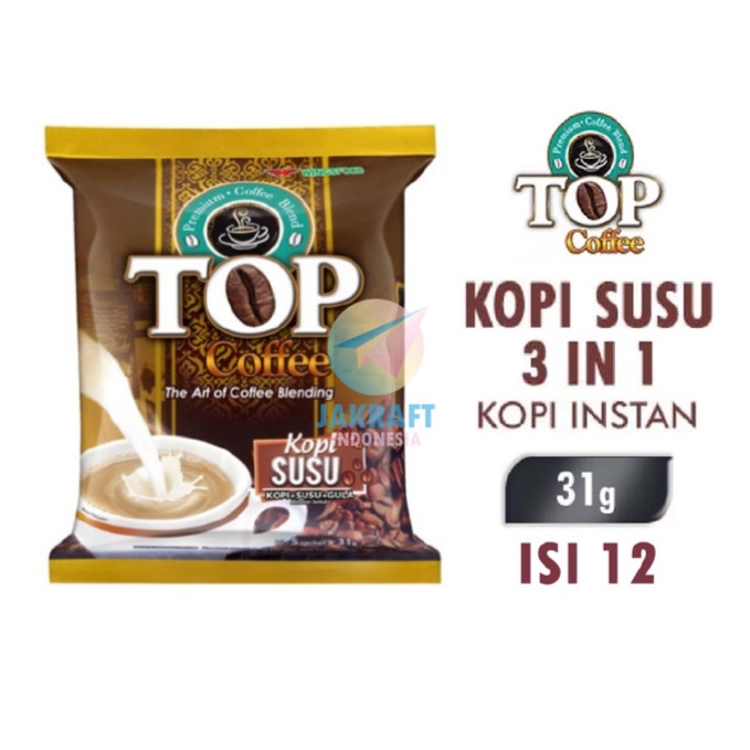 

TOP Coffee Kopi Susu 3 IN 1 Renceng isi 12 Sachet @31gr