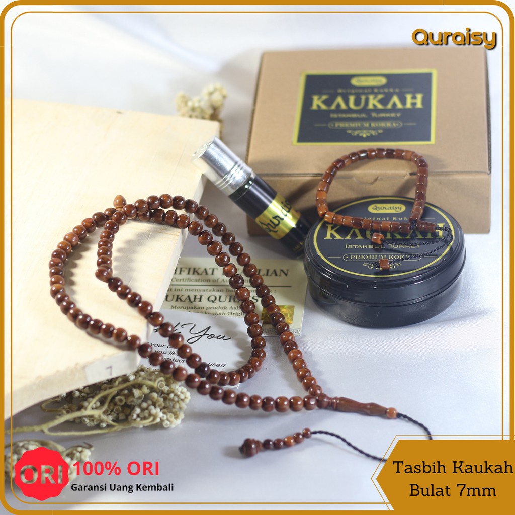 Tasbih Kokka Bulat Jumbo 99 Butir untuk Kesehatan Bersertifikat Free Gelang Kaukah Kaokah Kauka Koka