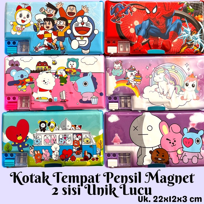 

Kotak Pensil Magnet Jumbo 2 Sisi Tempat Pensil Kalkulator Pencil Case