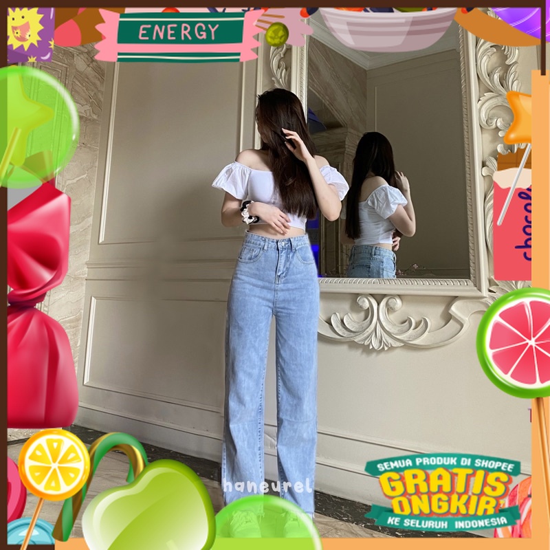 ROSE JEANS NON RIPPED - Celana Baggy Jeans Non-Ripped Unfinished Korean Style/ Merah Pink Hijau Ungu