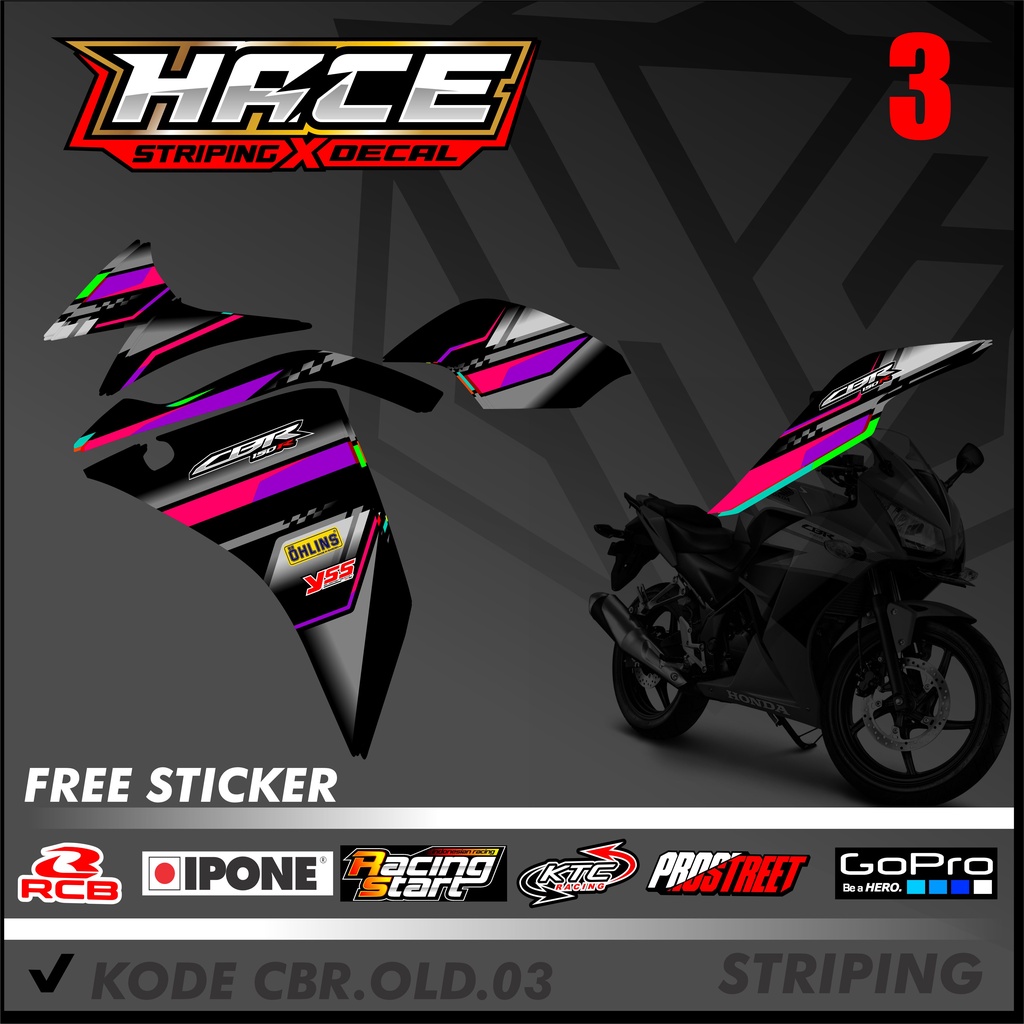 STICKER STRIPING CBR OLD - STICKER STRIPING CBR OLD BAHAN PREMIUM KODE 03