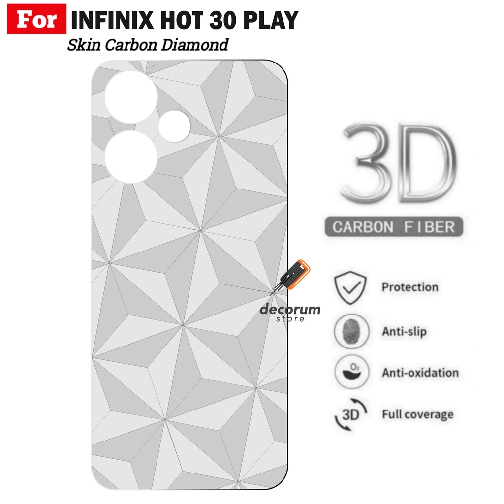 Skin Carbon INFINIX HOT 30 PLAY NFC Garskin Diamond Belakang Handphone