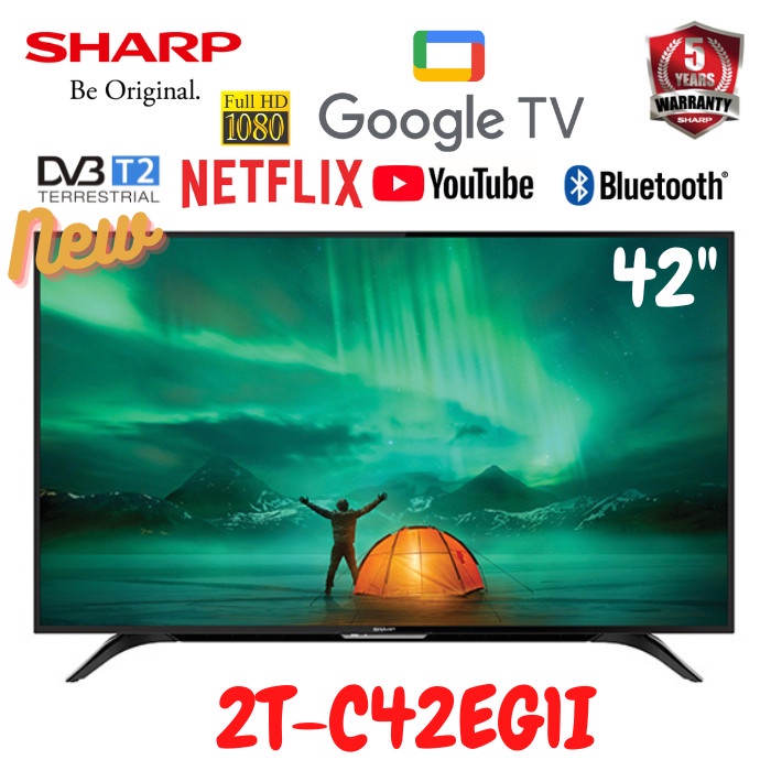 ✨BISA COD✨ -TV LED SHARP ANDROID TV 42 INCH 2T-C42BG1I - Hitam, 42 inch