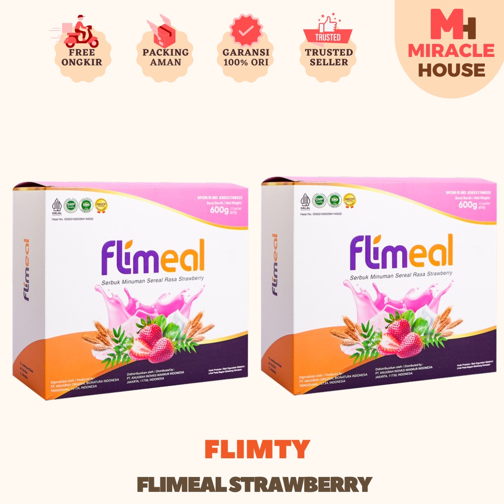 

Flimeal (Meal Replacement) - 1 Box (Isi 12 Sachet) - Strawberry flimty fiber DIET BPOM