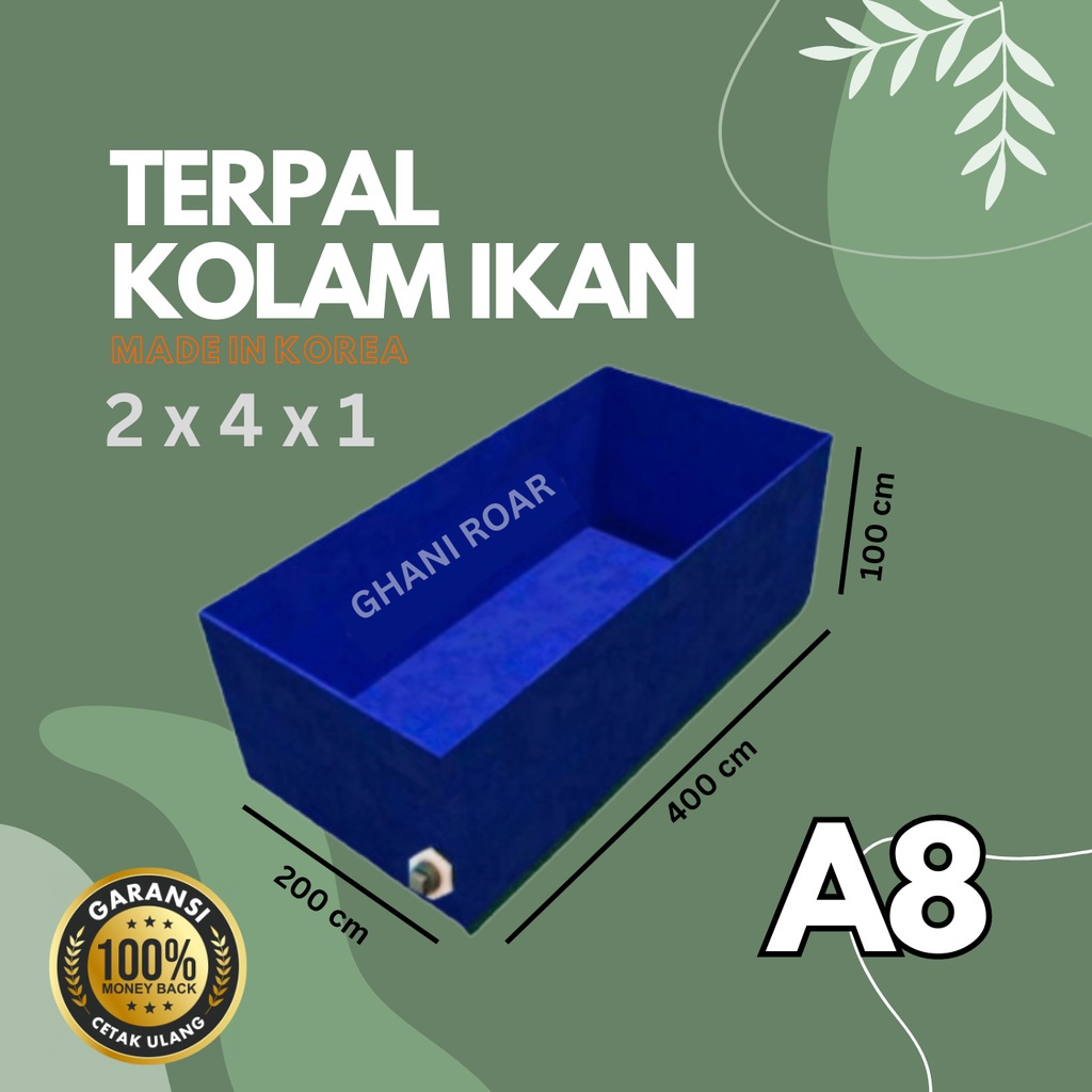 KOLAM TERPAL 2x4x1 / 200x400x100 TERPAL KOLAM IKAN A8 KOTAK