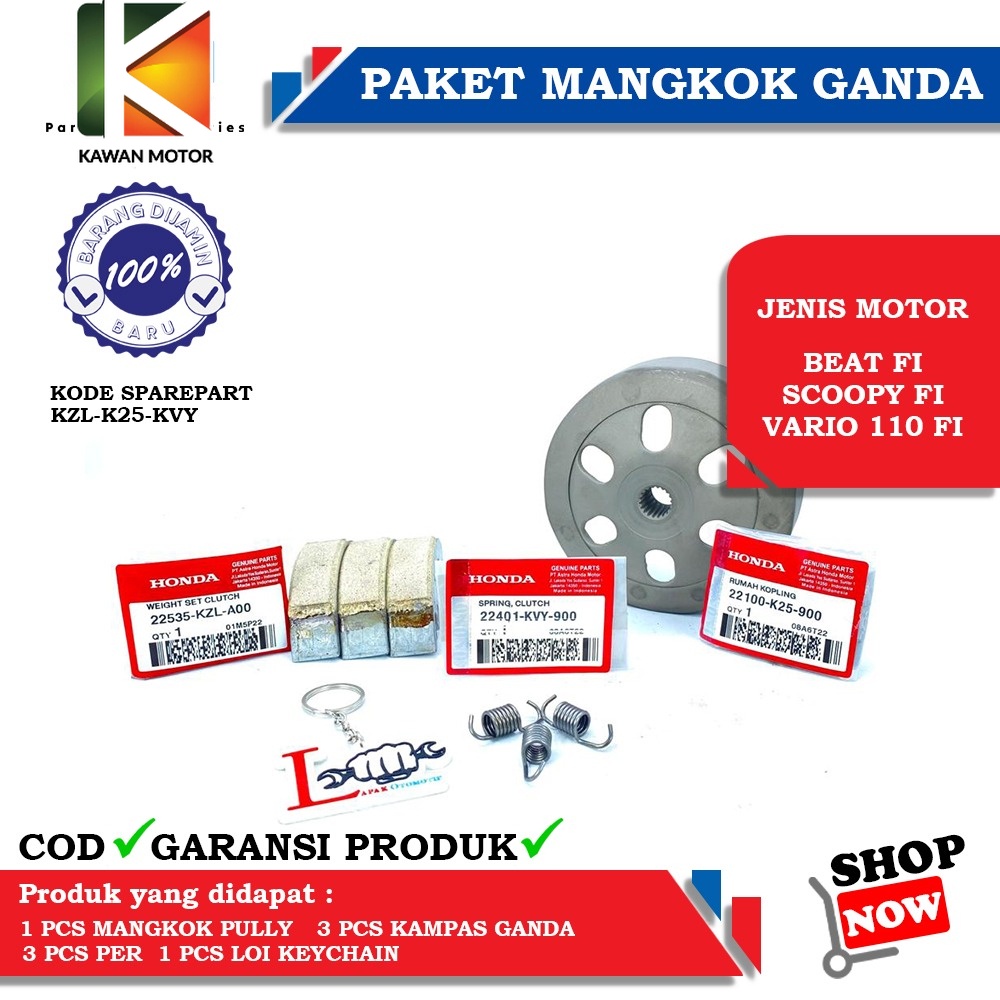 PAKET MANGKOK PULLY GANDA SET KAMPAS GANDA BEAT FI, SCOOPY FI, VARIO 110 FI KZL / KM