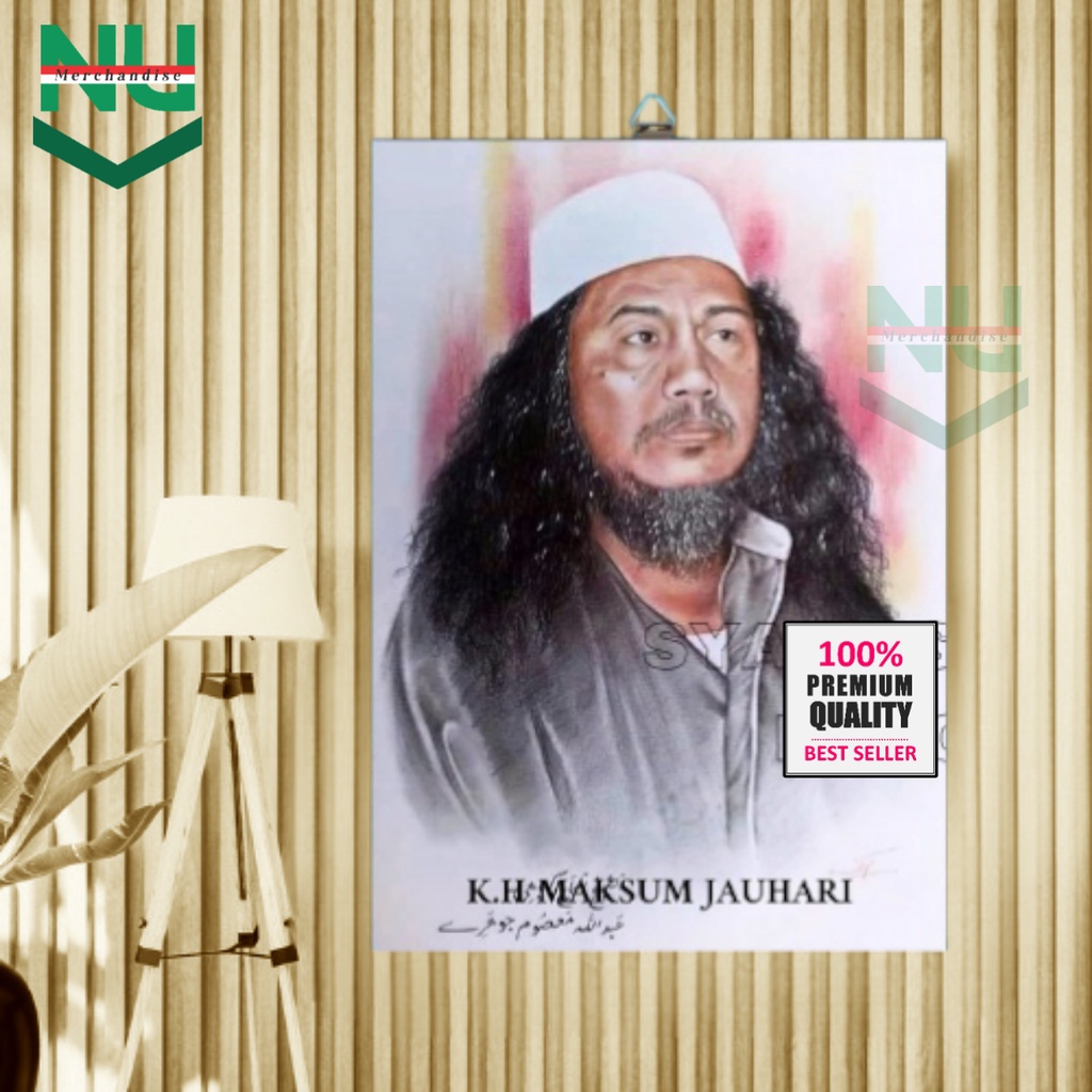 Foto Poster Kh Maksum Jauhari / Foto Poster Kayu / Poster Kayu Habib / Wall Decor Mbah Moen / Poster
