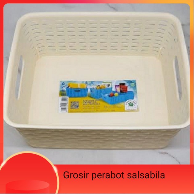 Keranjang plastik serbaguna / container mini dorota green leaf 3303