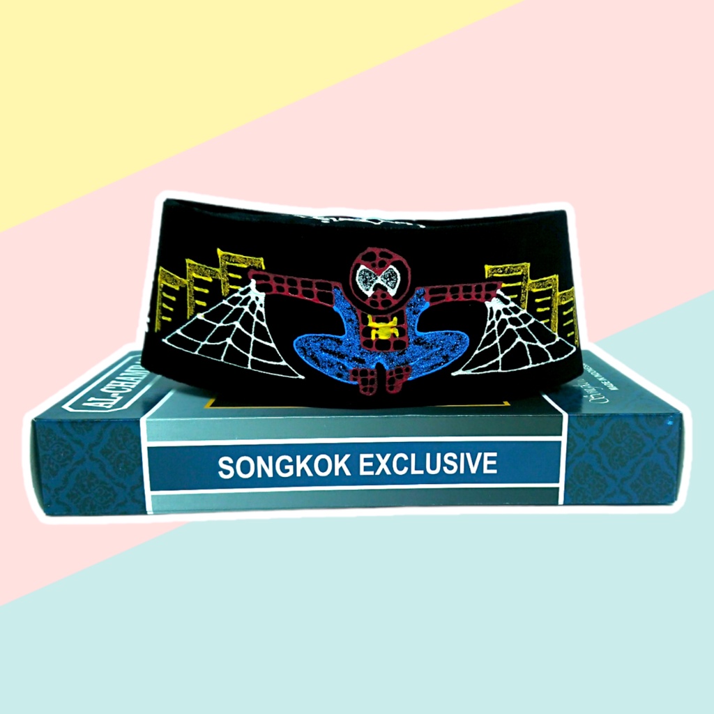 Songkok Anak Gambar Spidermen / Songkok Hitam Polos / Songkok Hitam / Kopyah Hitam Polos / Kopiah Po
