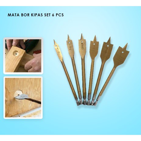 Nankai Mata Bor Kayu Model Kipas Set 6 Pcs