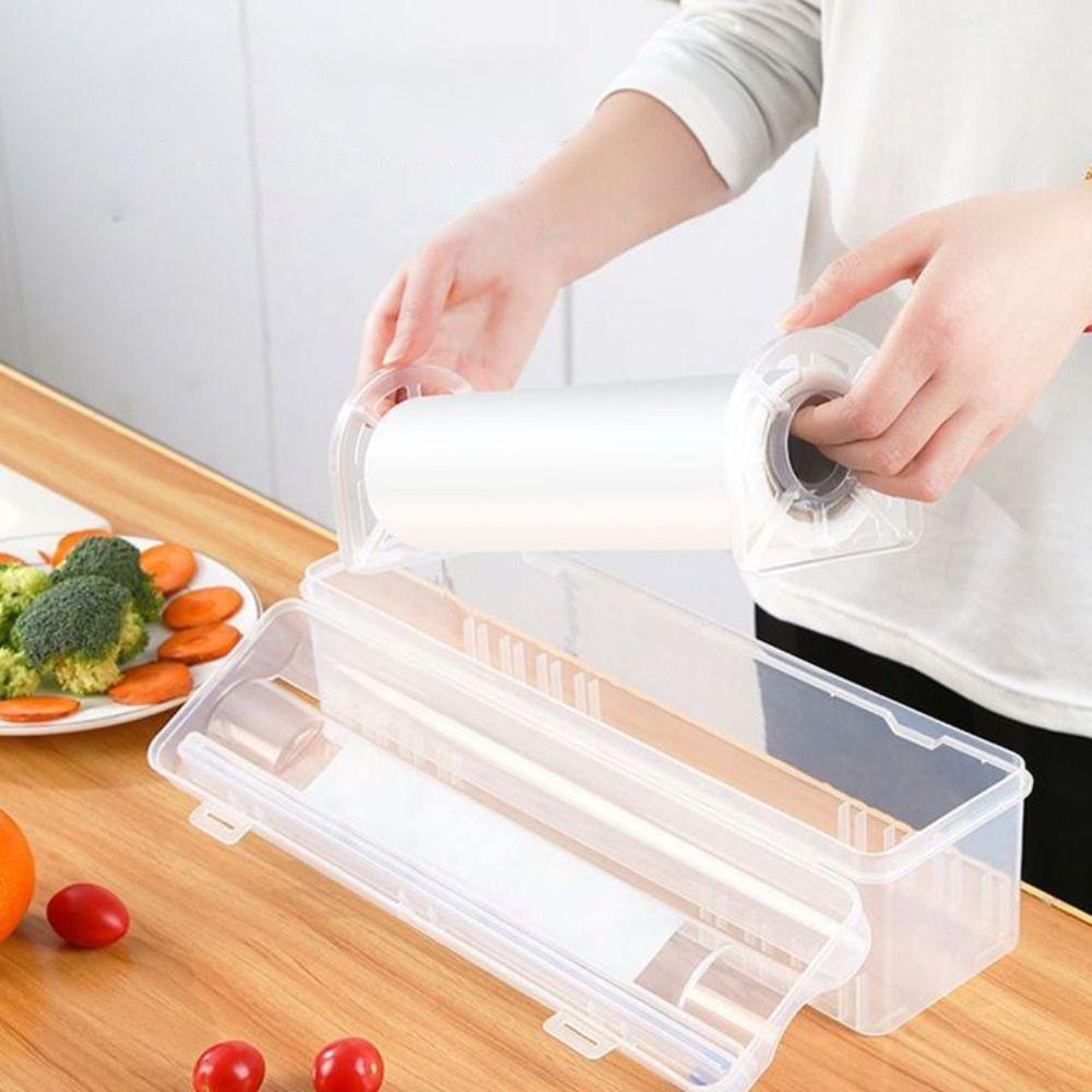 [Elegan] Dispenser Bungkus Plastik Reusable Safe Alat Dapur Refillable Adjustable Wrap Storage Box