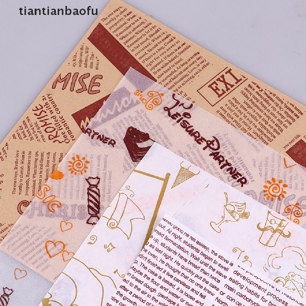 [tiantianbaofu] 50lembar Bento Cake Box Pad Kertas Burger Cake Oil Proof Paper Plate Kertas Butik