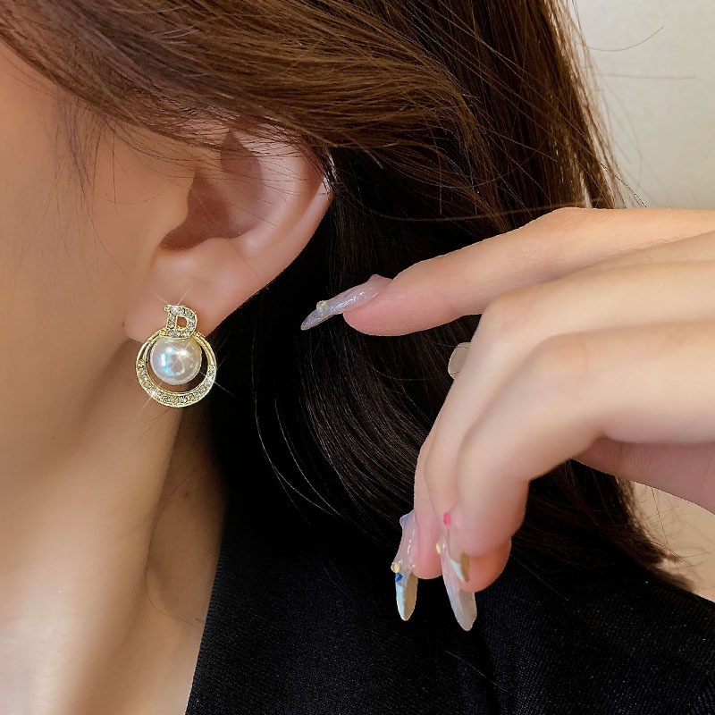 Anting Huruf Berlian Kilat Mutiara2023Anting Serbaguna Baru