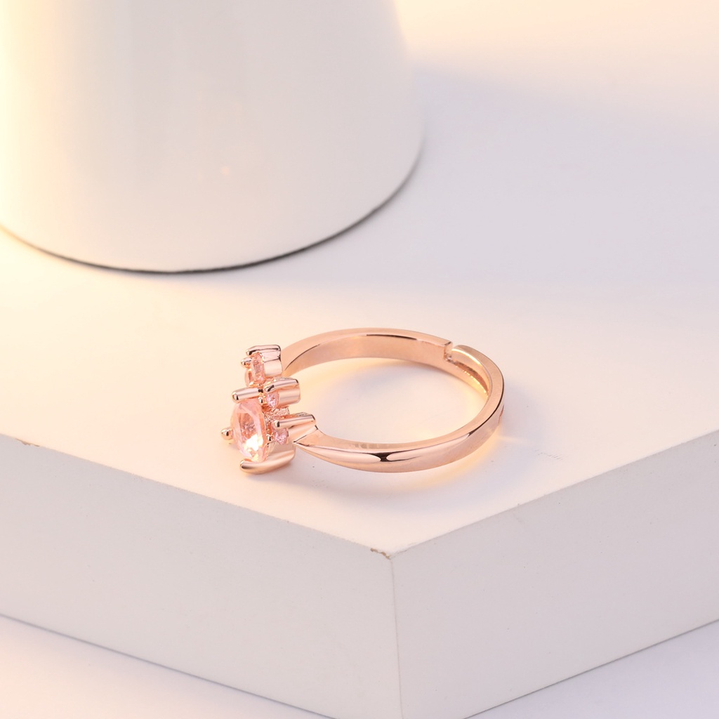 Goldkingdom Aksesoris Perhiasan Fashion Ready Stock Rose Gold Disepuh Berlian Jejak Cincin Eropa Dan Amerika Set Perhiasan Tangan