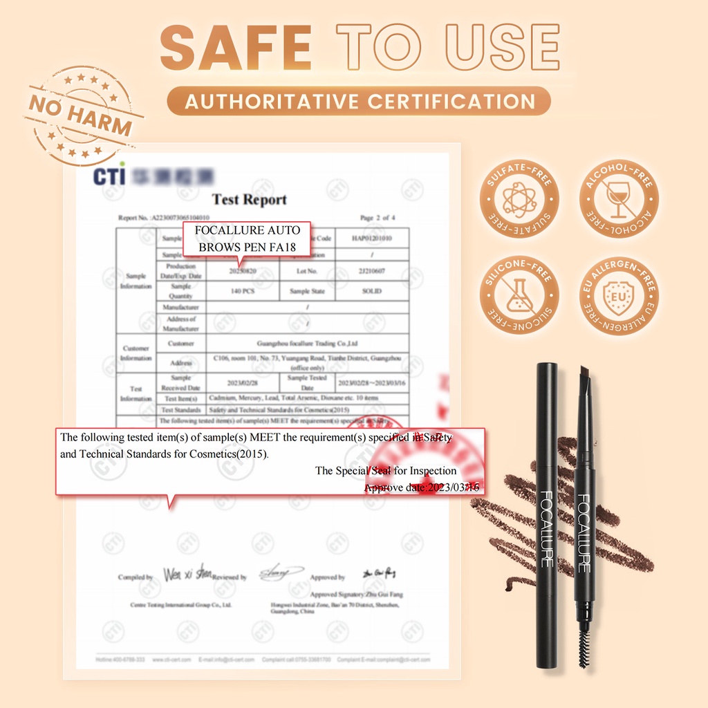 FOCALLURE Waterproof Long-Lasting Eyebrow Pencil - 3 Colours Pensil alis