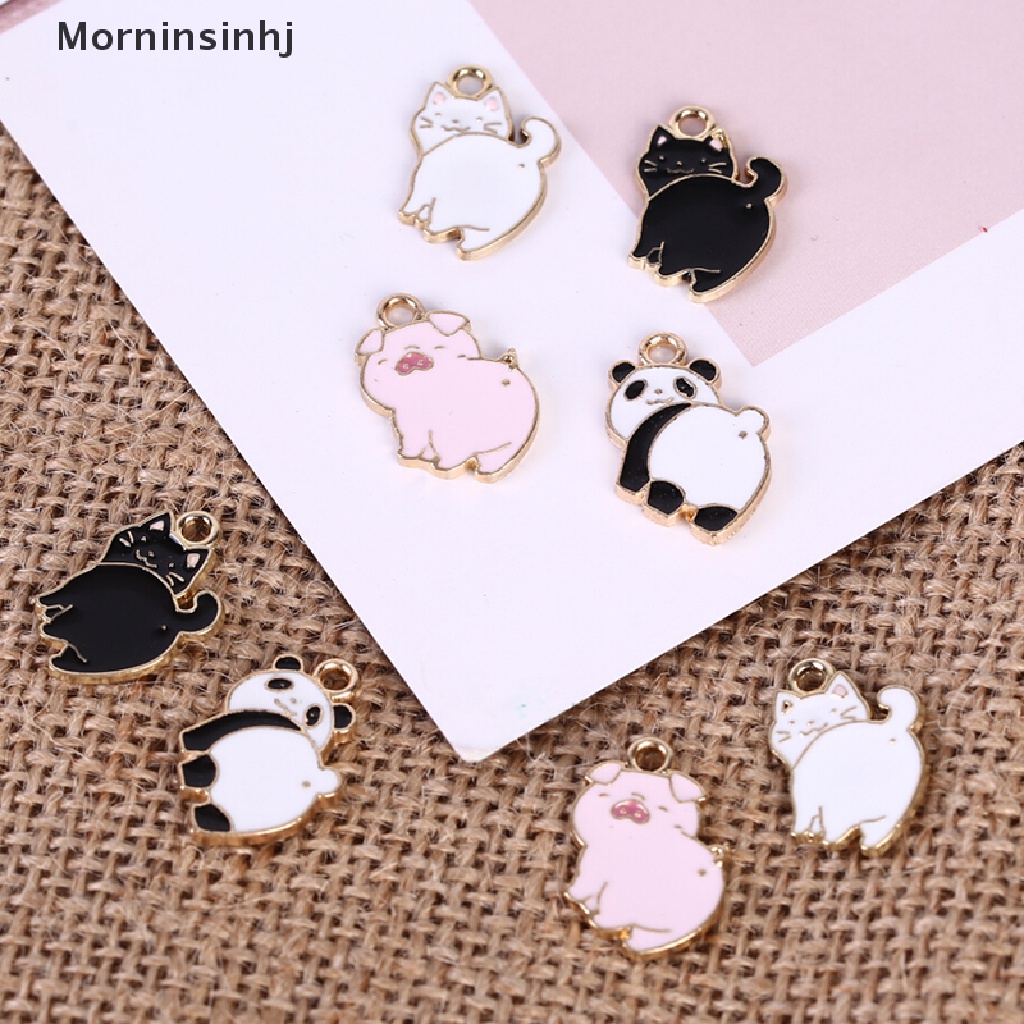 Mornin 10Pcs/Lot Enamel Alloy Babi Kucing Panda Ch Liontin Temuan Perhiasan DIY Kerajinan id